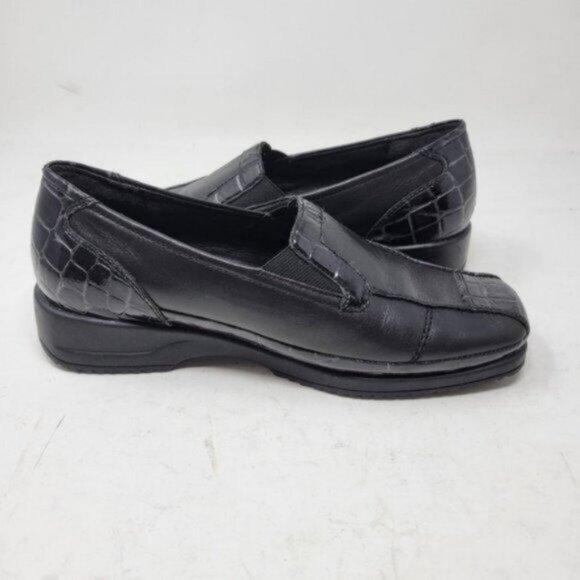 Ara Leather Crocodile Print Mokassin Slip On Loafer Shoe Black - Picture 7 of 12